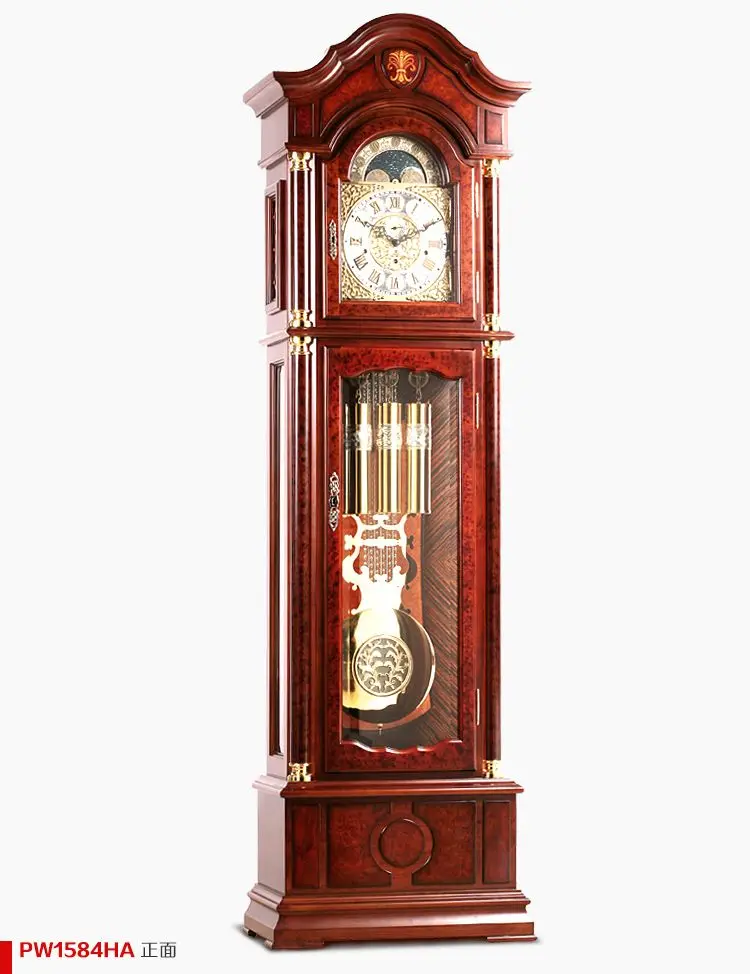 古色古香的钟摆雕刻木制实木机械运动地板常设时钟