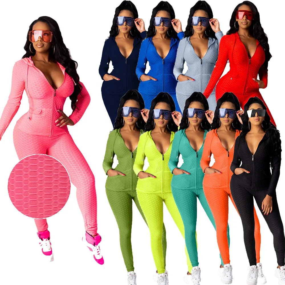 

Women Solid Color Long Sleeve Zipper Tracksuit Sweat Suit 2 Piece Set Sweatsuit Outfits Track Suit, 10 color