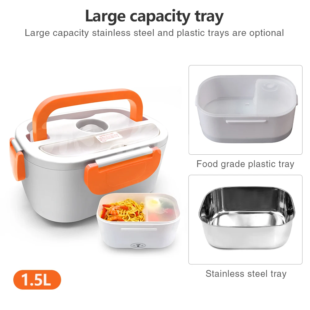 Heated Food Warmer Lunch Box Electric Rechargeable Stainless Steel For