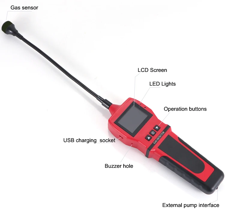 Gas Company Usage Portable Gas Detector With Probe Natural Gas Pipeline