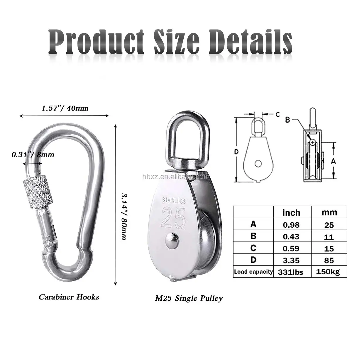 Wire Rope Swivel Pulley Block M25/m32/m50 Stainless Steel Swivel Wire ...