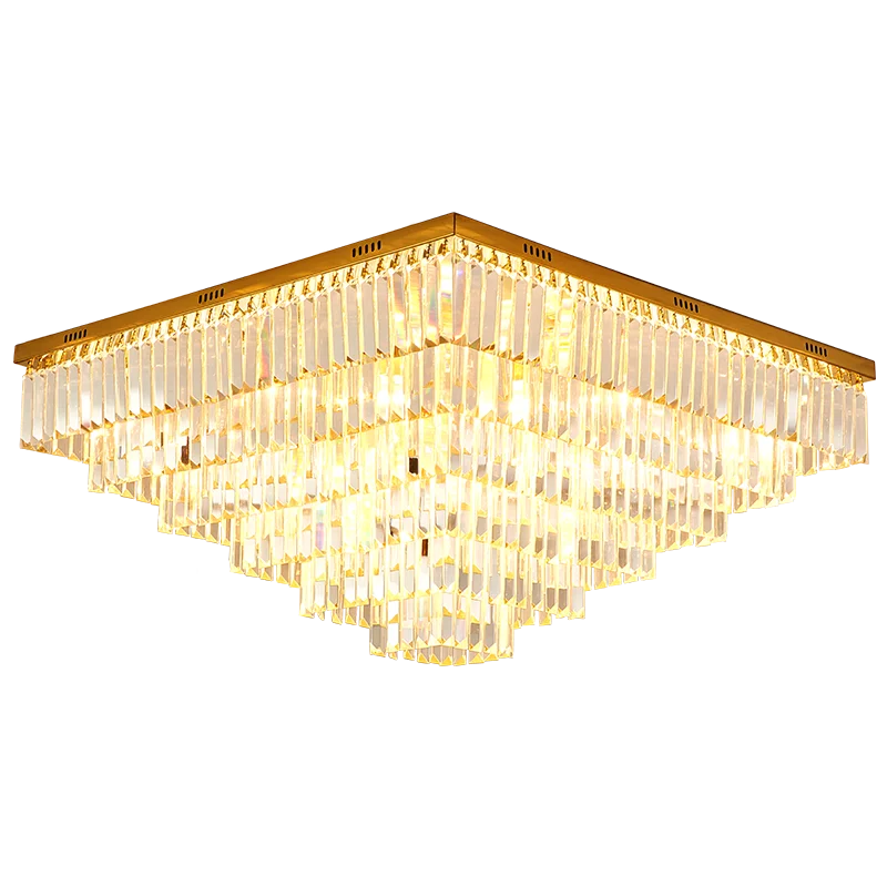 Modern unique luxury large led crystal chandelier copper ceiling light