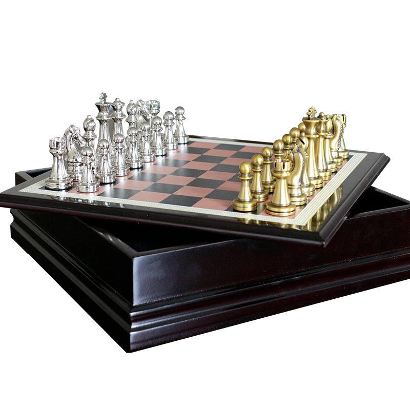 Details about   Luxury Chess Set 15''Metal Deluxe Chess Retro Copper Plated Alloy Board Game 