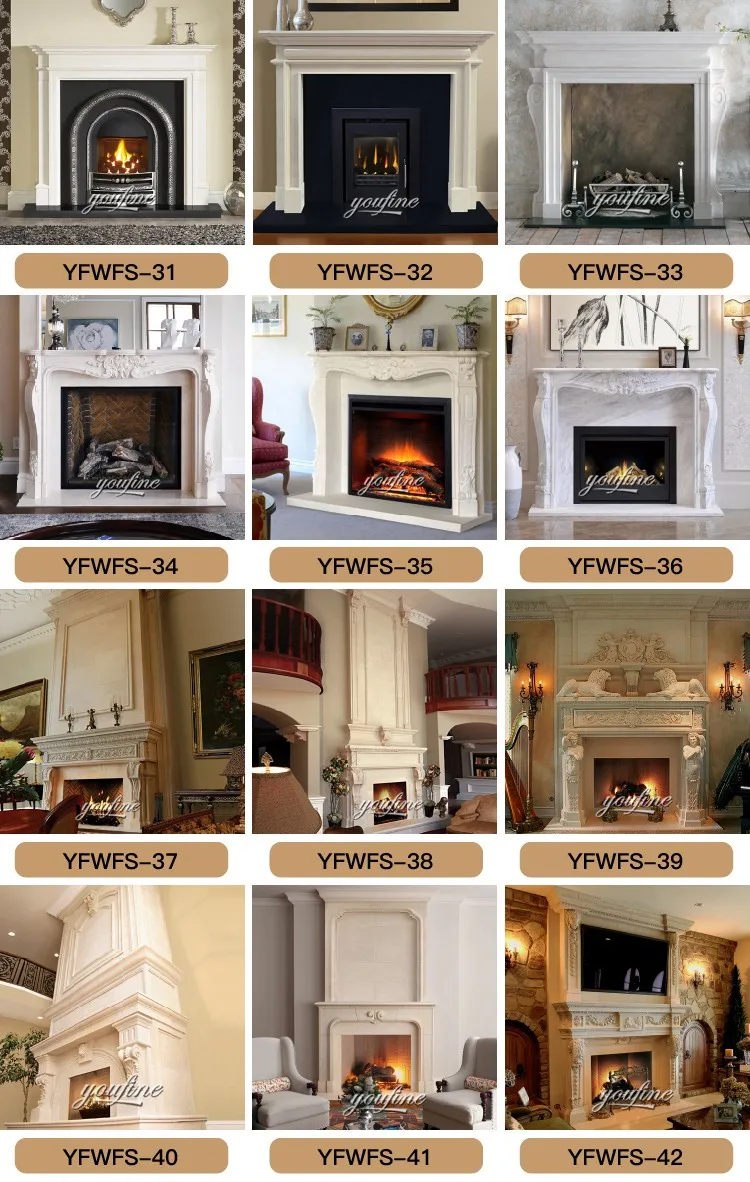 Hot Sale Indoor Natural Stone White Marble French Fireplace Surround