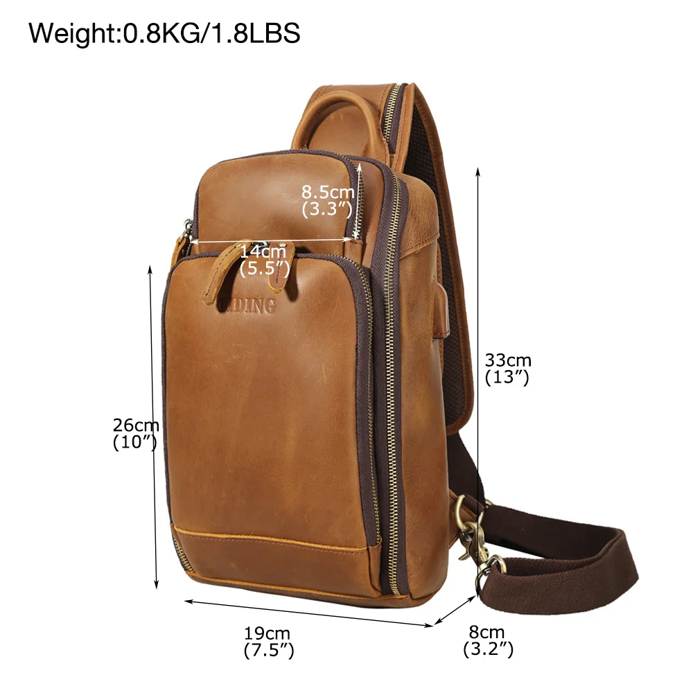 Tiding Hot Selling Anti Theft Cross Chest Bag Leather Sling Bag With