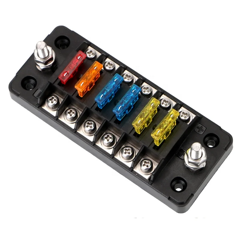 Van 6-way Fuse Box Stick Fuse Block Holder W/negative Bus Fuse Block ...