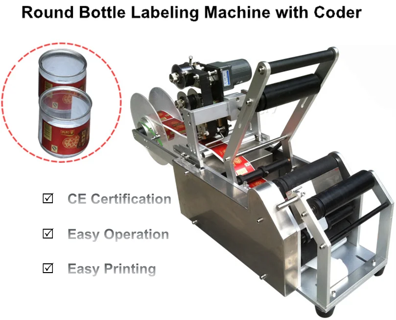 Manual Round Bottle Label Paste Labeling Machine Labeler 20-40 times//min NEW