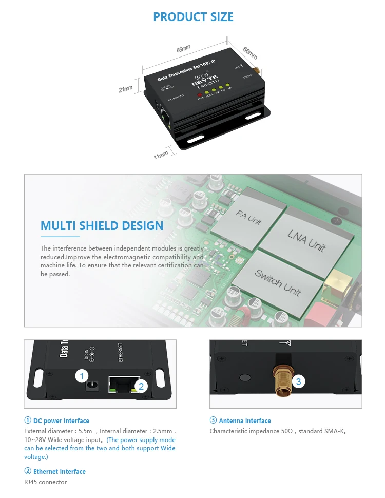 433mhz iot lora gateway outdoor 8km long range wireless transceiver terminal sx1278 lora modules DTU RJ45 ethernet interface - Famidy.com