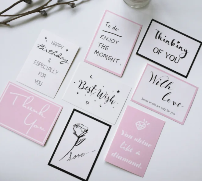 
Printed Graduation White Party Anniversaries Bouquet Thanks Invitation Greeting Baby Shower Paper Cards in Stock 