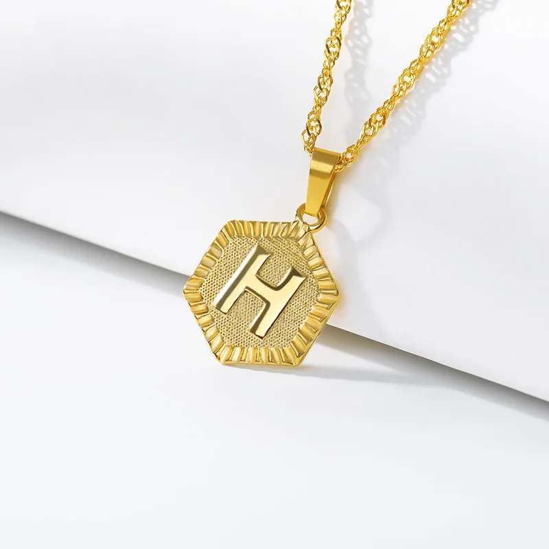 Gold Plated Charm Name Pendant Initial 