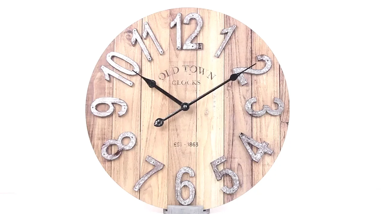 16 Inch Mdf Retro Features Gift Antique Rustic Wooden Big Size Clock