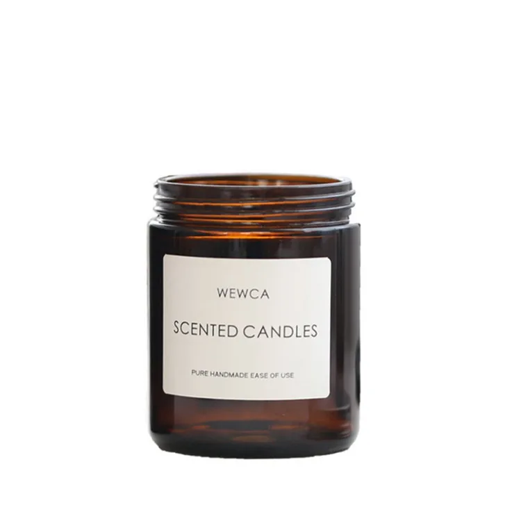 Wholesale Amber Round Empty Decoration Glass Candle Jars Aromatherapy Containers For Candles Cup