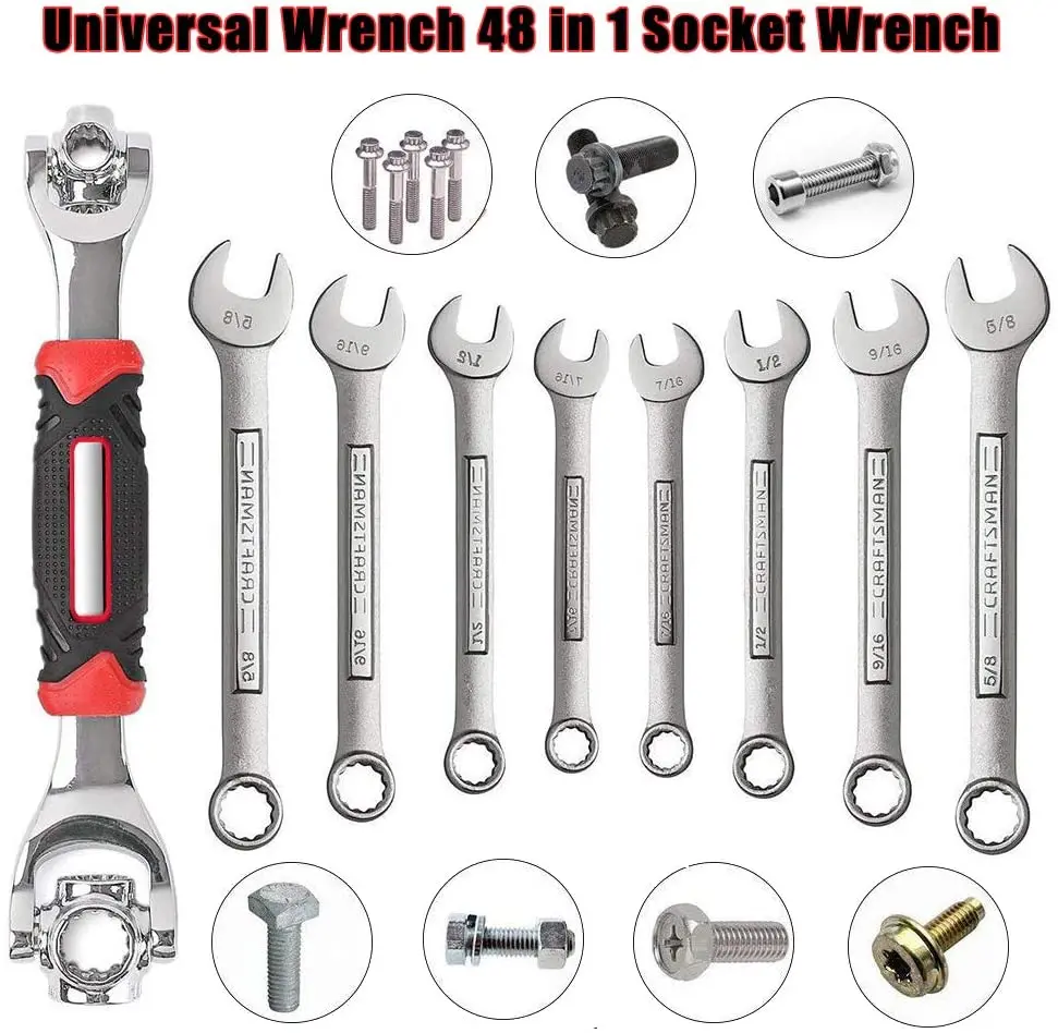 LPLCUICAN Universal Wrench Set Spanners Hand Tool Set Card Holder Plumbing Tools Wrench Car Bicycle Repair Wrenchs Tool Set Color : W003203A, Size : Free 