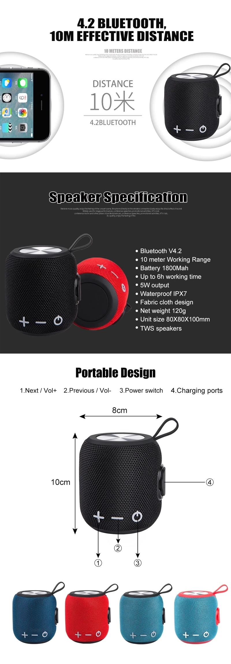 2019 Best Product Bluetooth Speaker Home Theatre System Speaker Wireless Portable Music Bluetooth Speaker Waterproof IPX7 - ANKUX.COM