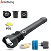 Super Powerful LED Flashlight Usb Rechargeable Torch Light Zoomable P70 LED Flashlight