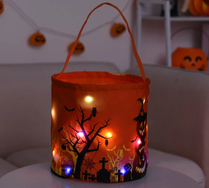 Newest Halloween Led Candy Baskets Trick Treat Bucket Pumpkin Party