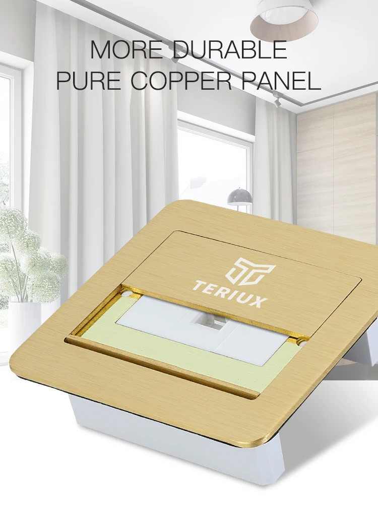 Wholesale rj45 standard brass network double door  hidden floor socket box