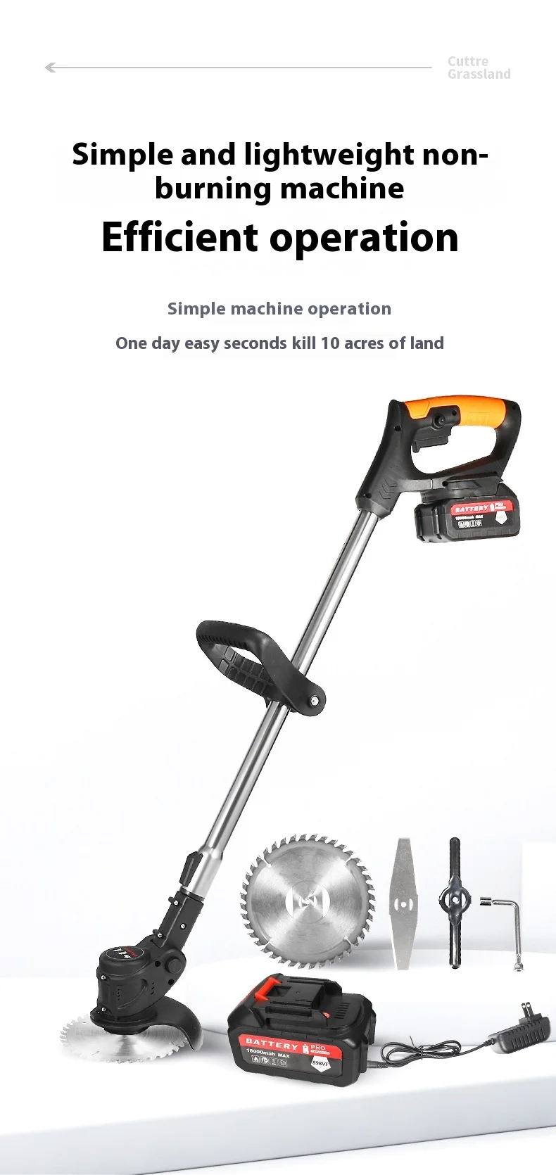 Rechargeable Household Small Lawn Mower with Lithium Battery 4-Stroke Industrial Grade Handheld Electric Garden Trimmer