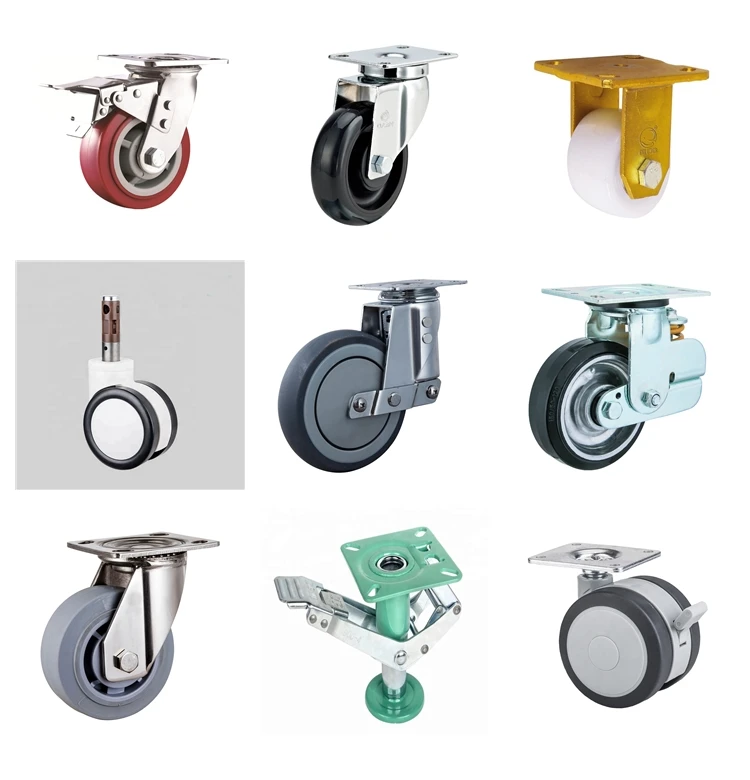 2 inch bolt hole casters and wheel 50mm grey PVC casters with hollow for display cabinet