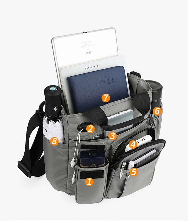Customized Fashion Multi-pockets Crossbody Messenger Bag Durable Shoulder Bag Tote bag for Men