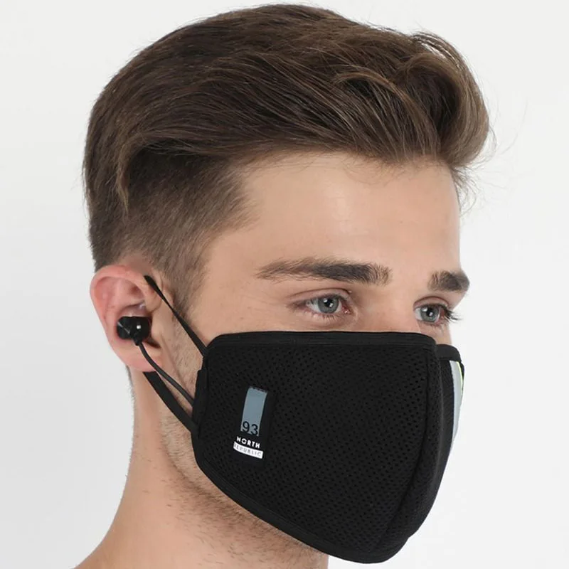 

FACEMasks With Headphones Earphone Reusable Washable PM2.5 Protect Cotton Facemask Phone De Ouvido Auriculares Oreja, Black