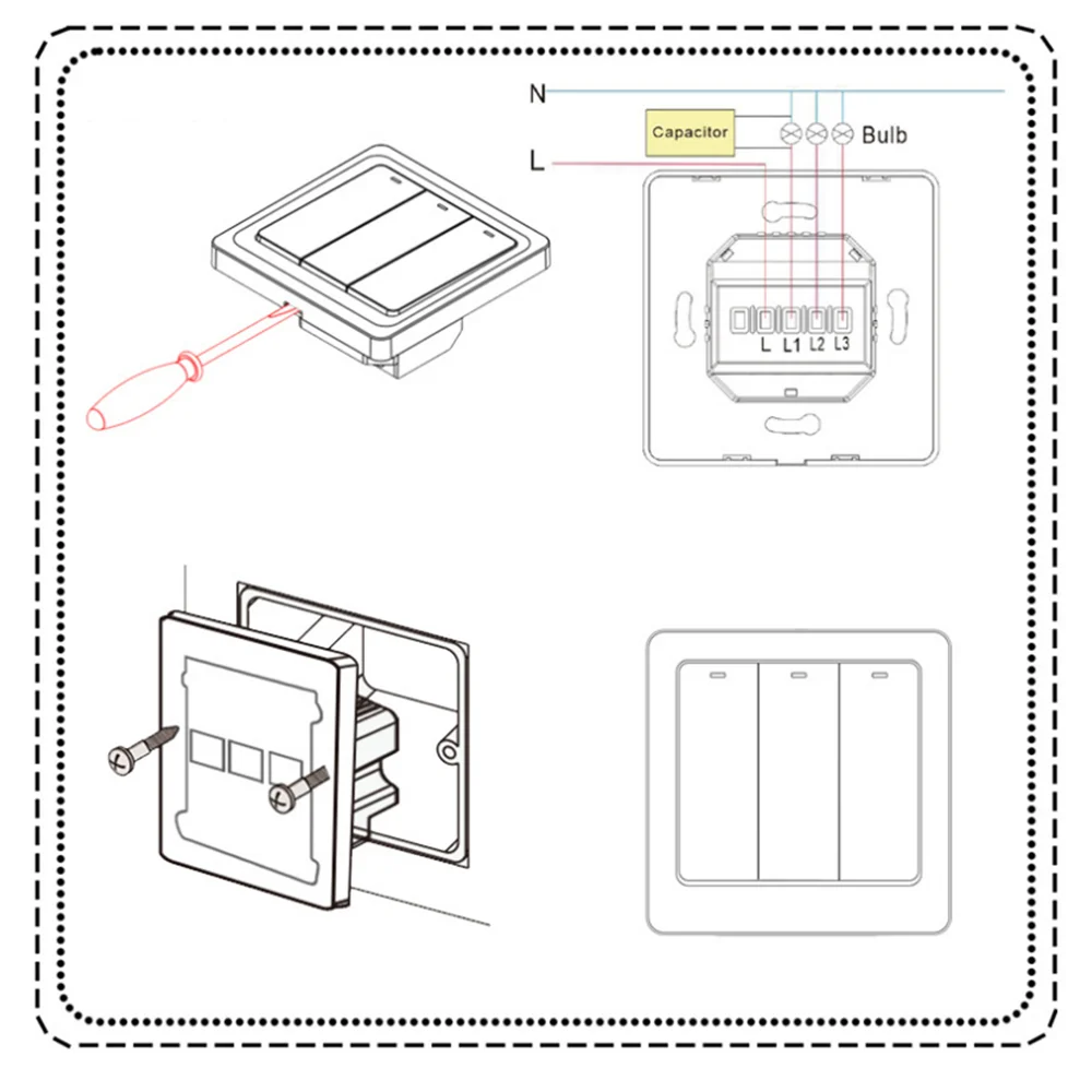 Single Live Wire Version Wireless WIFI Smart Switch, WiFi Smart Panel, Phone / Button / RF Control - ANKUX.COM