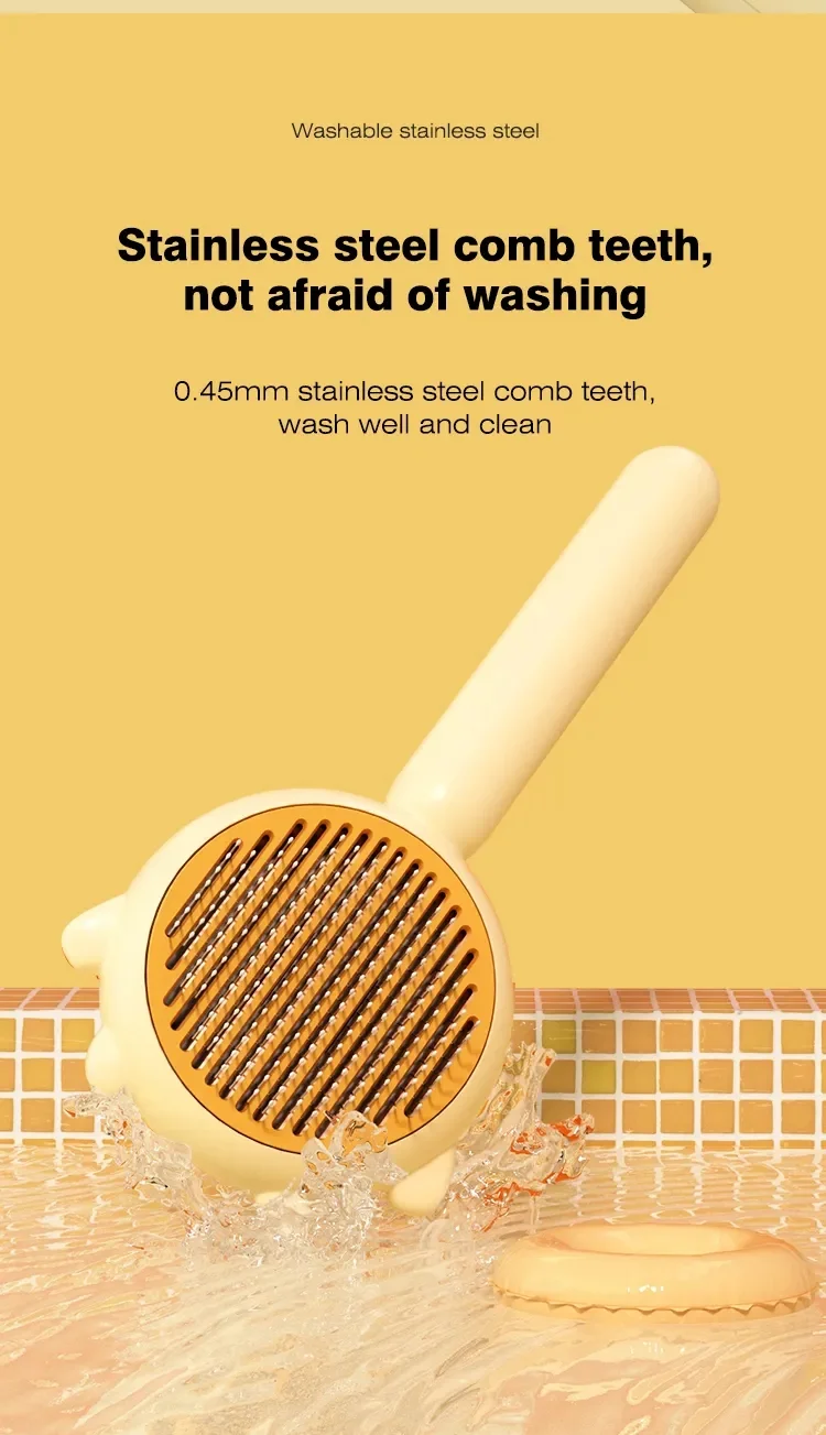 Pet Selfcleaning Needle Comb,Stainless Steel Cat Hair Removal Comb