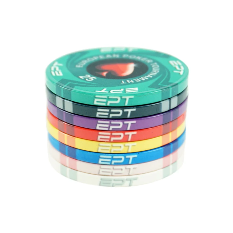 Hot Sale Ept Custom Ceramic Poker Chips Set With Red Poker Stars