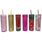 2020 new 16oz classic thermal insulation double wall bottled water plastic acrylic color pipette glass