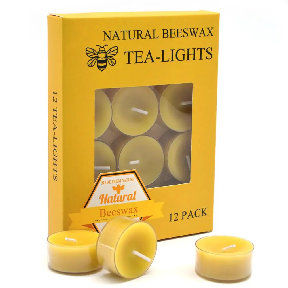 Votive Church Use 4 Hours Home Decor Gift Box Beeswax Tea Light Candles