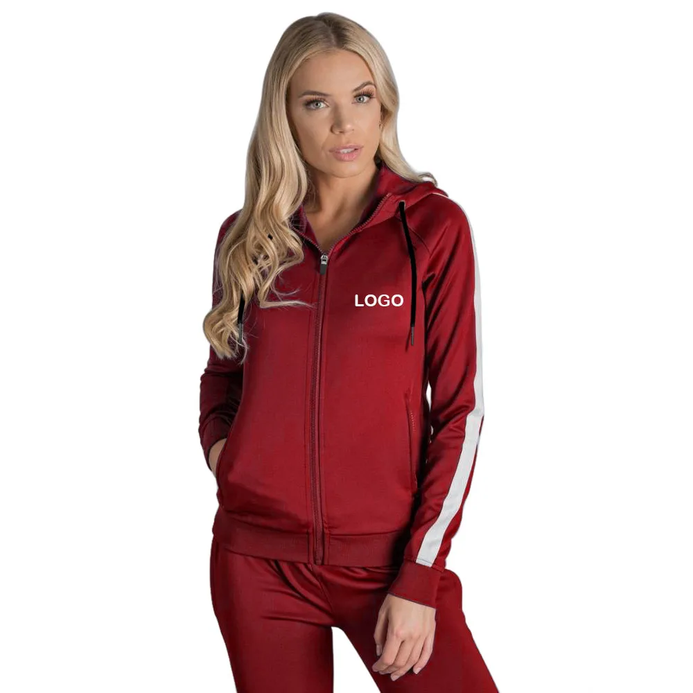 Red Plus Size Womens High Quality Blank Jogger 2 Piece Set Top Logo ...