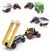 Alloy car farmer tractor oil tank trailer back force children burst toy car model