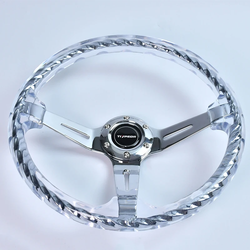 Tiypeor 350mm Crystal Acrylic Chain Steering Wheel - Universal