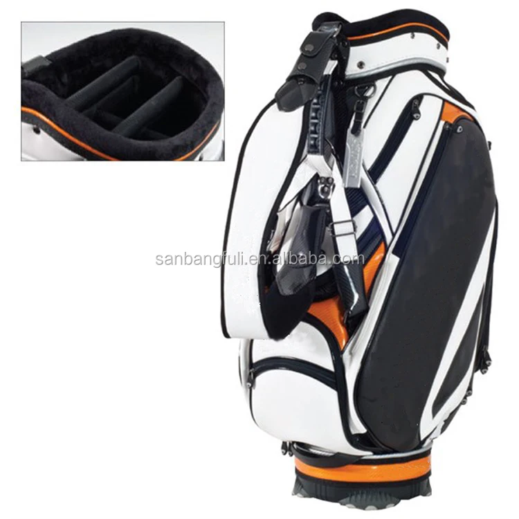 14 Pockets Japan Pu Leather Golf Caddy Bag Customized Golf Bags Staff
