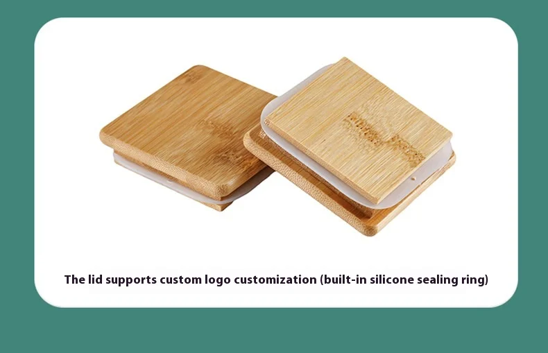 product luxurious empty square glass candle jars with wood lid printed for decorative use-4