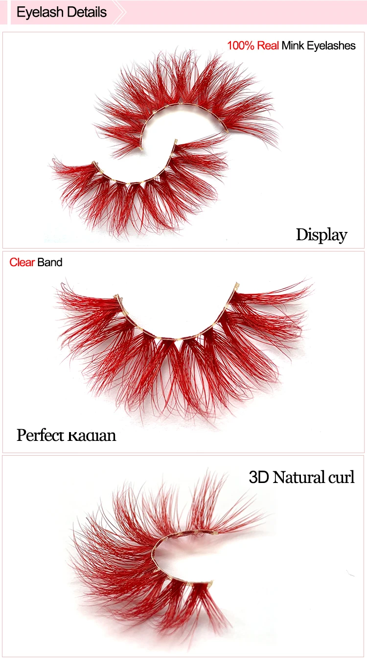 Muting Wholesale Private Label Colorful Eyelashes Box Manufacturer 3D Real Mink Lashes Color