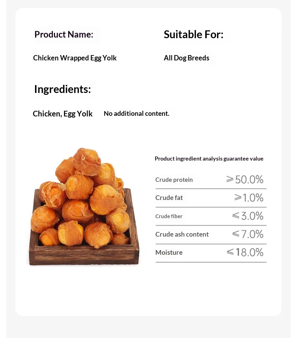 Chicken Round Egg Yolk Dog Snacks for Adult Dogs with Lecithin 100% Pure Meat No Additives Handmade Manufacturers Wholesale manufacture