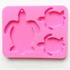 animal family Shiny mama baby Tortoise family keychain mold Silicone key ring mold for key chain casting mold resin