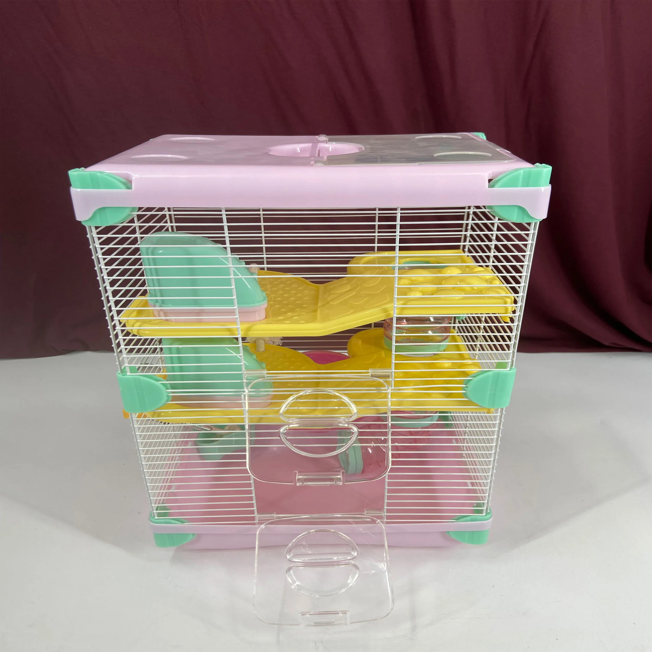 Hamster Double Storey Mansion With Chute,Swing Rope,Mushroom House,Food