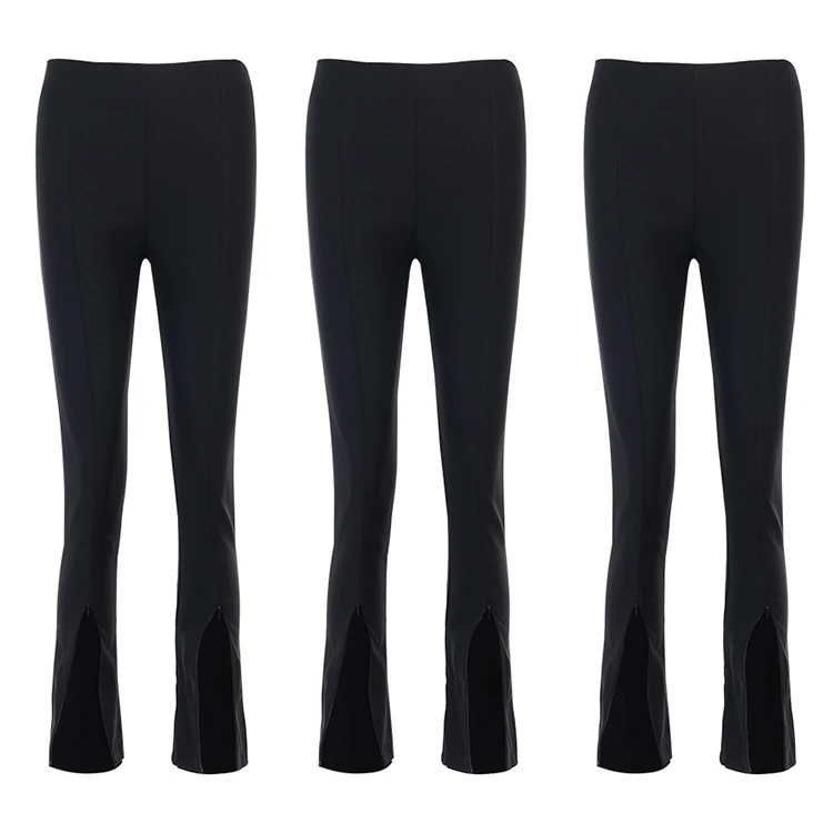 Best Design 2021 Hot Onsale Solid Color Long Fashion Zipper Bottom Women Clothing Lady Pants Women Casual Trousers