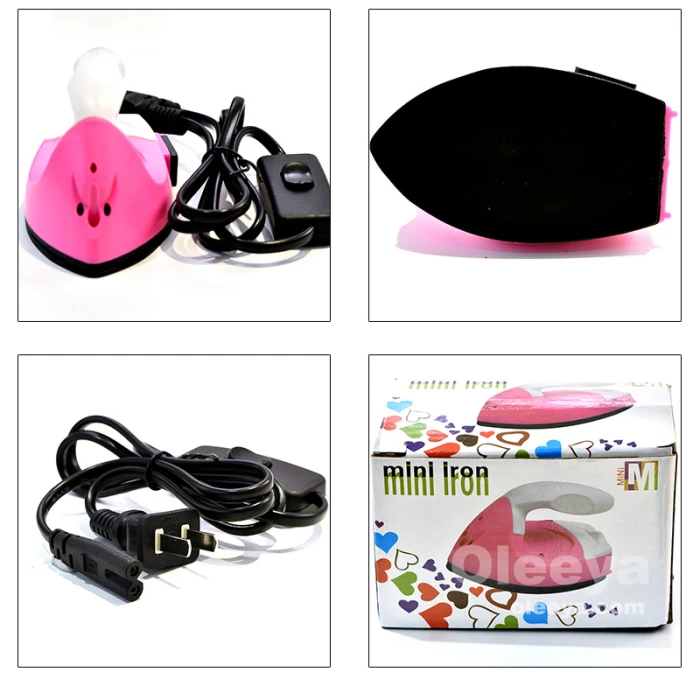 US Plug Pink Color Portable Hot Fix Rhinestone Iron Hot Fix Paper Handheld Electronic Mini Iron With Thermostat Bottom