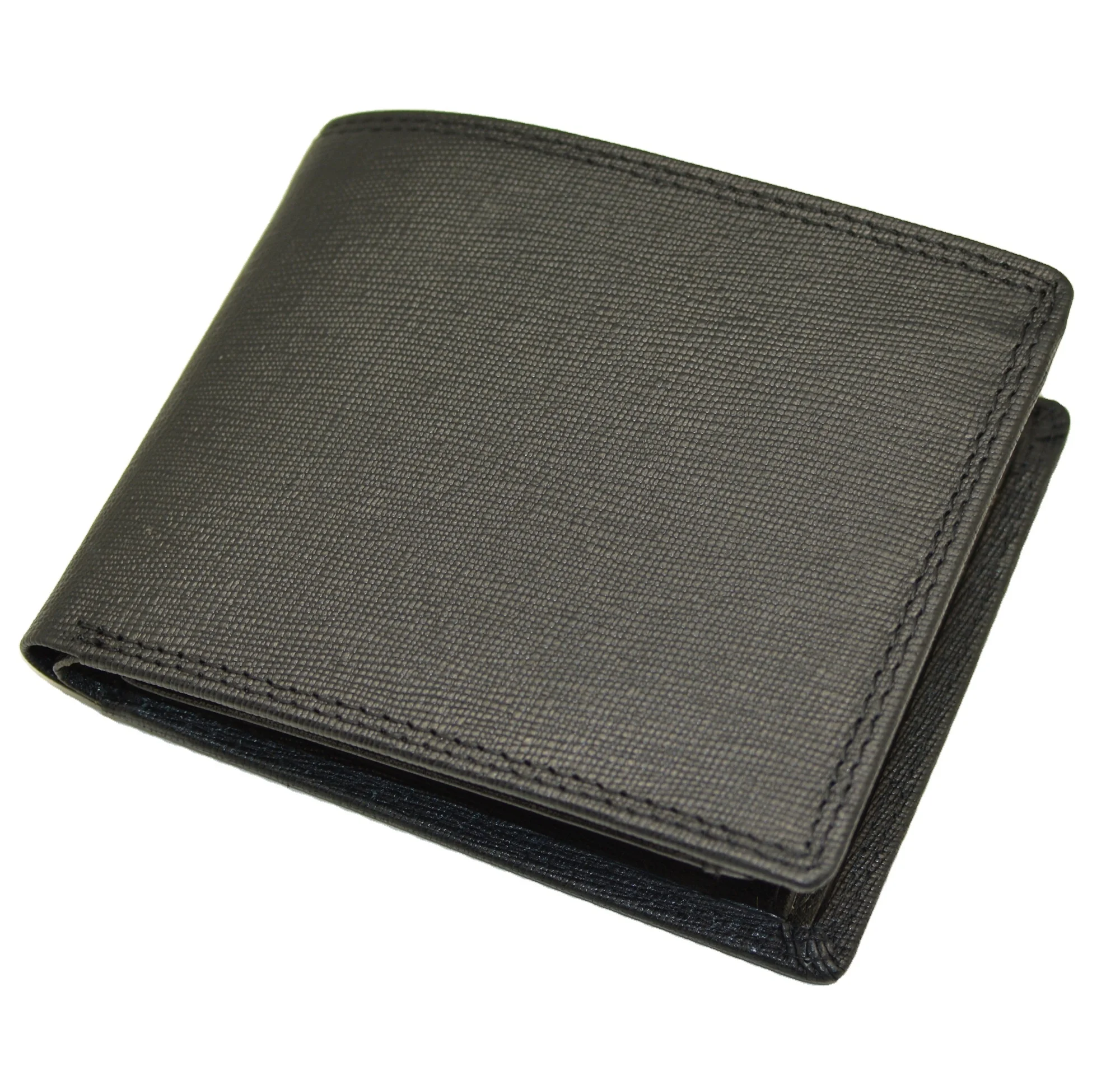 Men Genuine Saffiano Leather Trifold Wallet With Full Rfid Protection