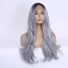 Manufacturer wholesale gray lace front wig synthetic hair high temperature fiber wig