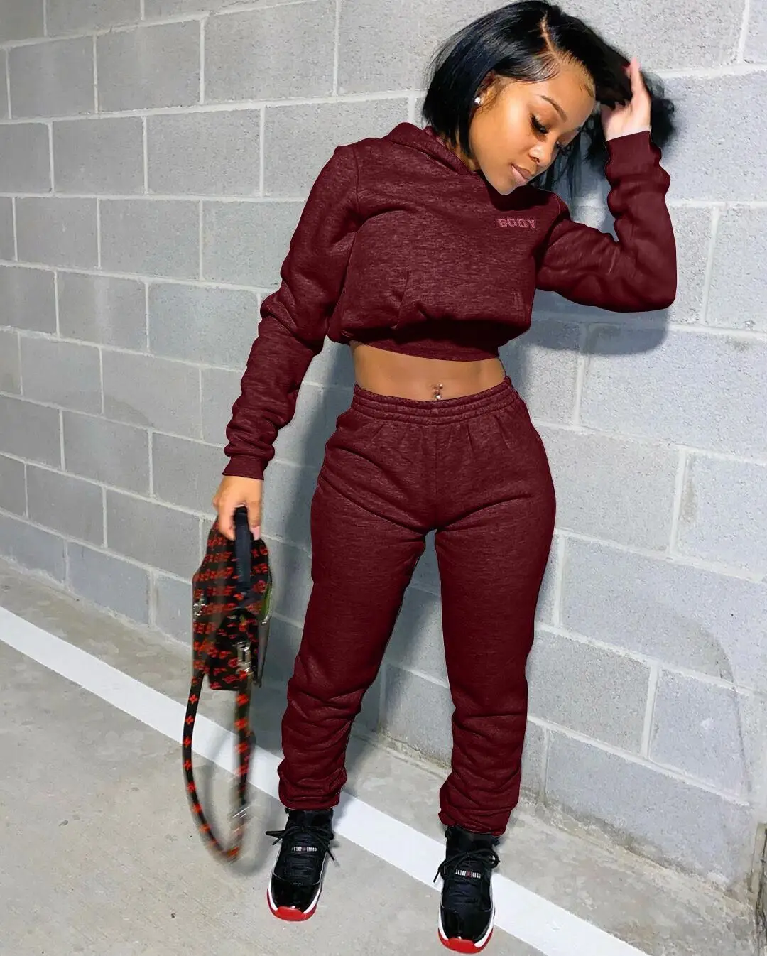 Solid Women 2 Piece Hoodie Set 2020 Back Letter Printed Plus Size ...