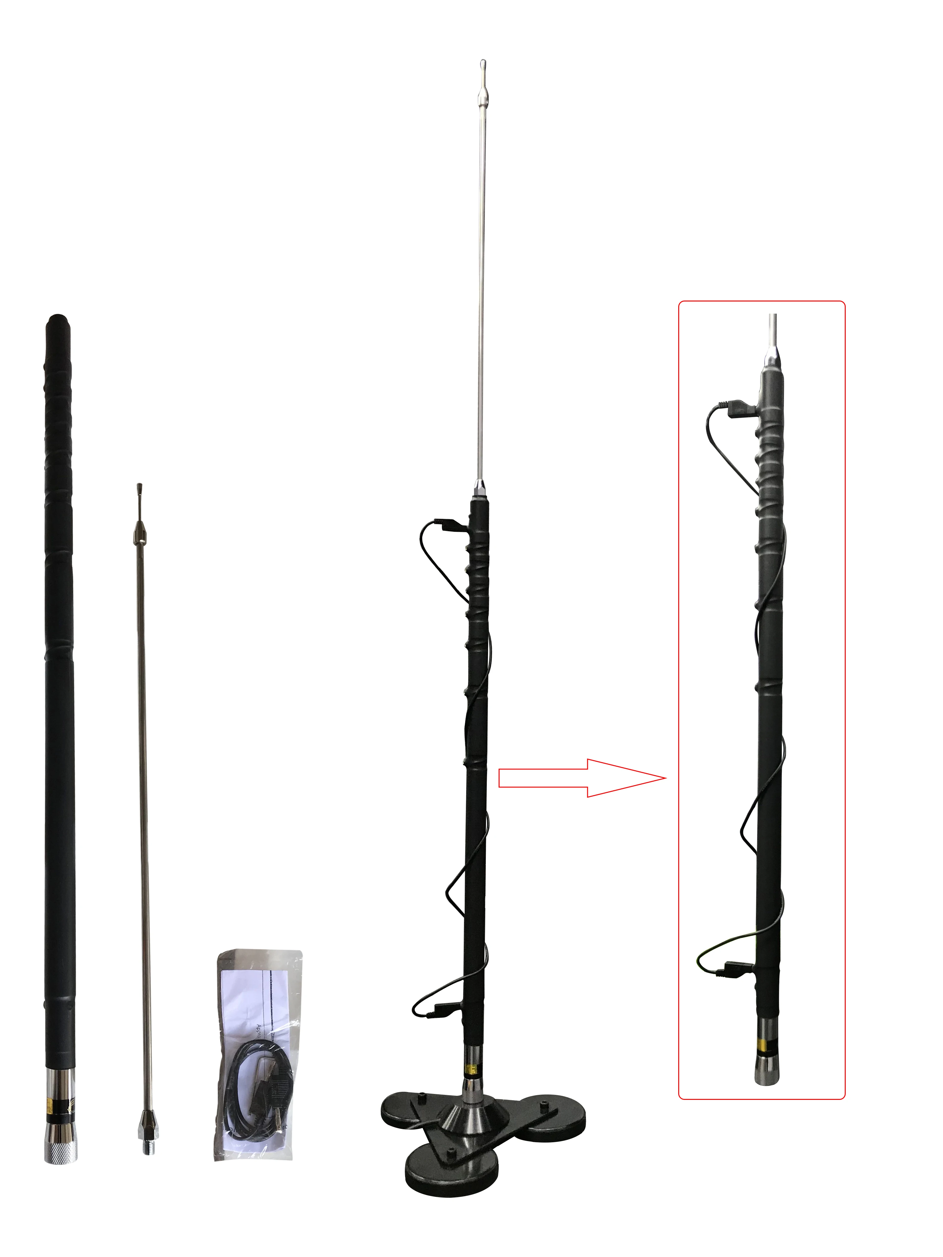 Antenne Mobile Hf 750mhz,2 Pièces,Avec Montage De Base Magnétique Et