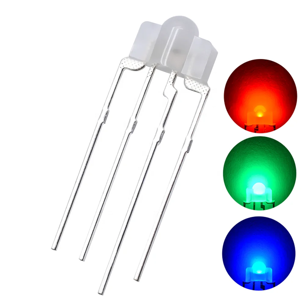 Czinelight high bright led emitting diode diffused milky lens 4pins rgb 3mm full color led for keyboard use