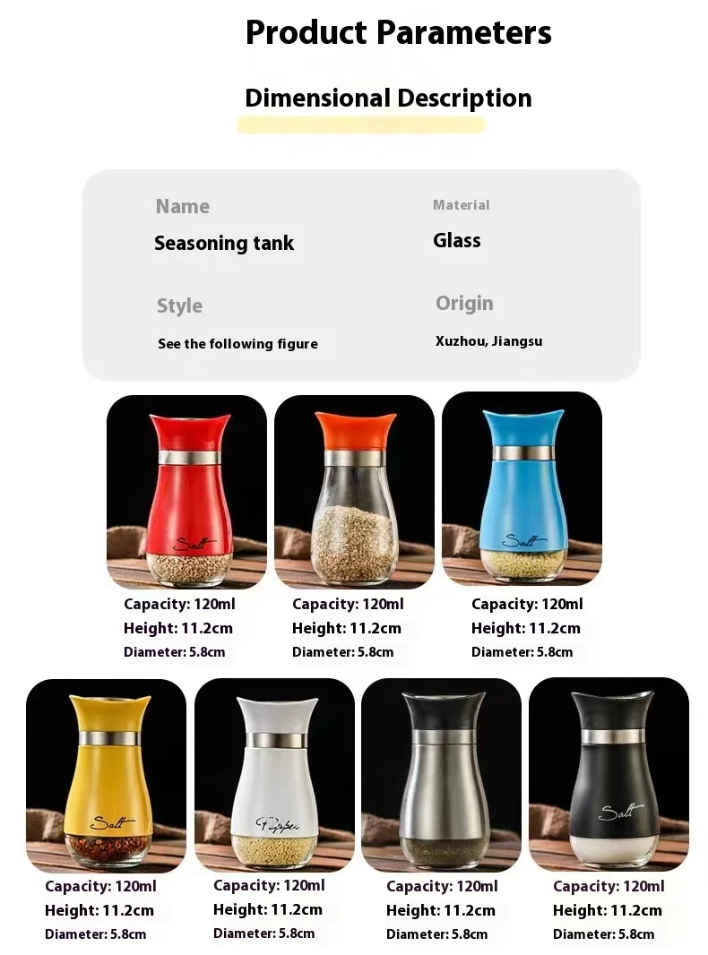 product wholesale customized 4oz stainless steel glass spice jar 120ml seasoning bottle jars set-6