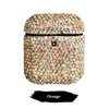 Compatible for AirPods Case Compatible for Apple AirPods 2 Wireless Bluetooth Headset Case Luxury Rhinestone - Orange