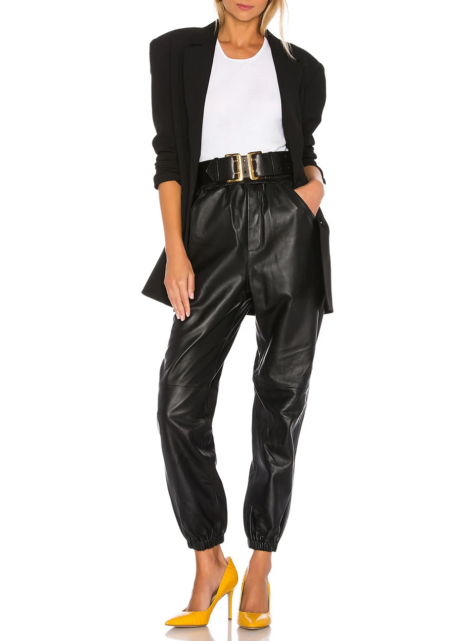 pu leather pants women