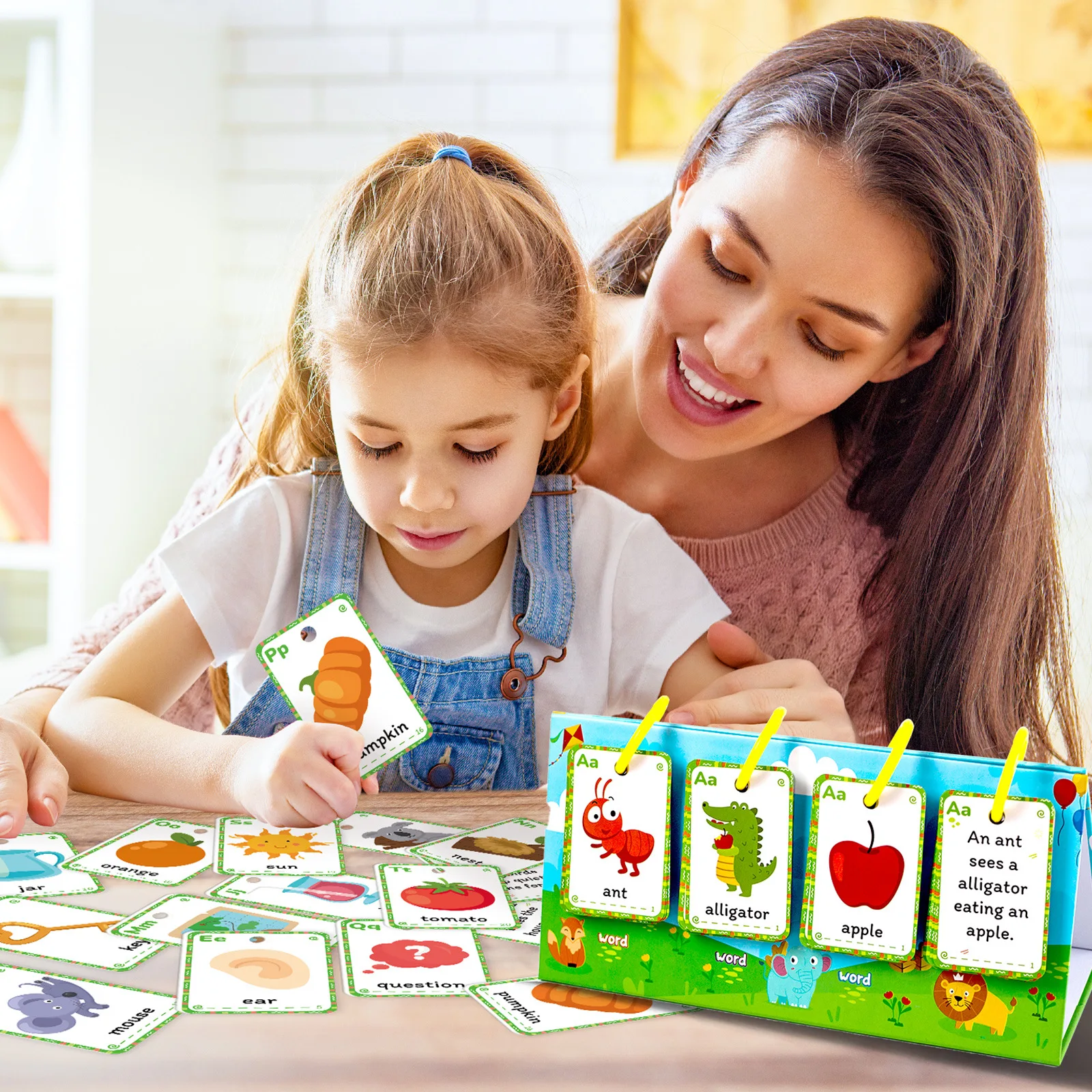 product 104pcs nature spelling words sentences desktop education card english illustration childrens early cognitive parent child-29